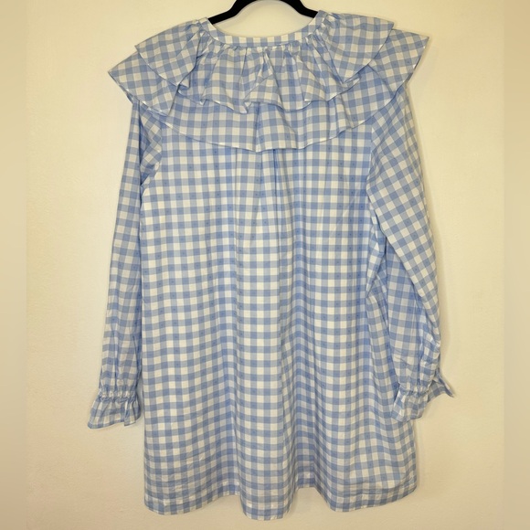 Hill House The Colette Dress In Blue Jacquard Check Size XL NWT - Picture 3 of 11